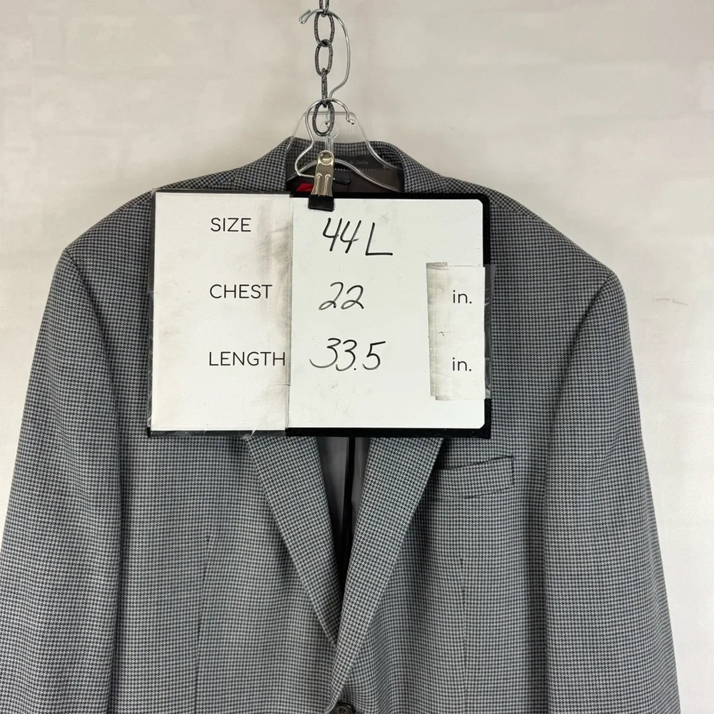 Lauren Ralph Lauren Houndstooth Blazer Mens‎ 44L Wool Silk Sport Coat
